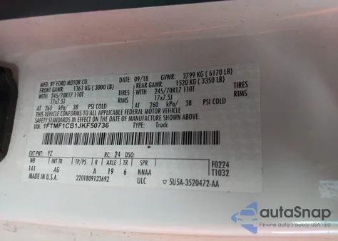 2018 Ford F-150 Xl from USA, damaged, VIN 1FTMF1CB1JKF50736